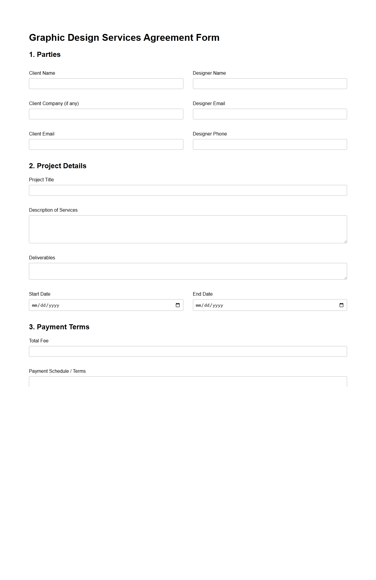 Graphic Design Services Agreement Form