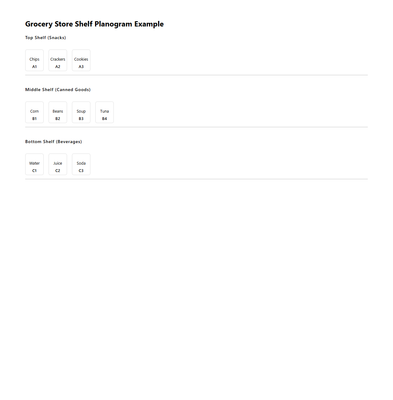 Grocery Store Shelf Planogram Example