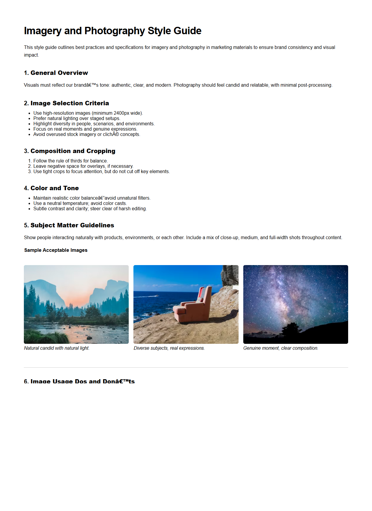 Imagery and Photography Style Guide for Marketing