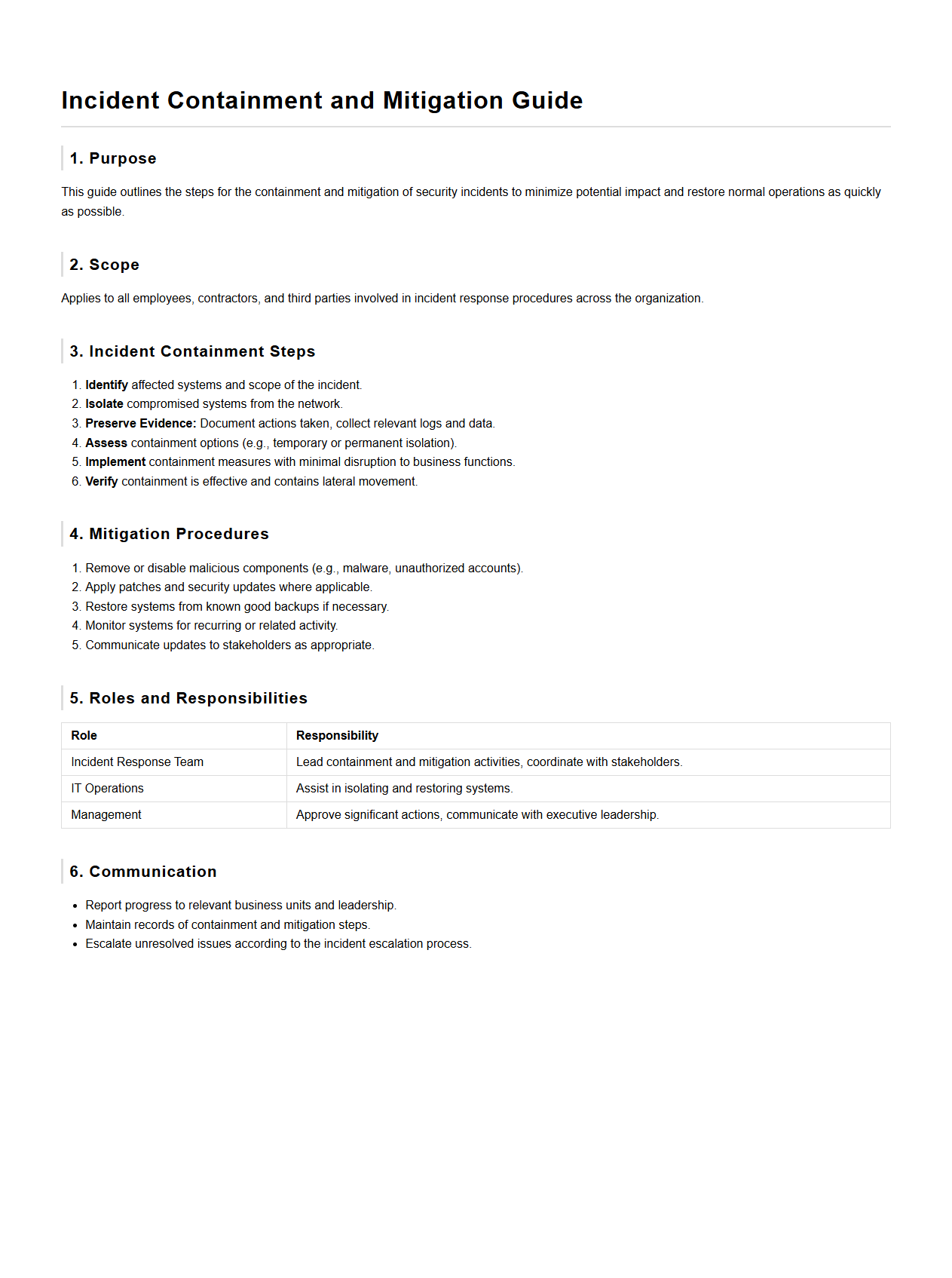 Incident Containment and Mitigation Guide