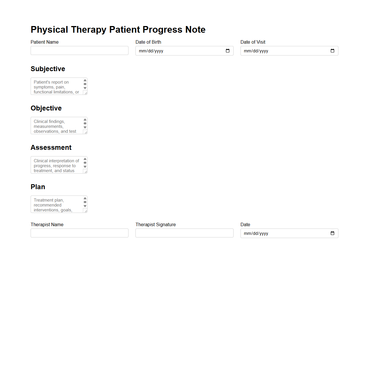 Physical Therapy Patient Progress Note Example
