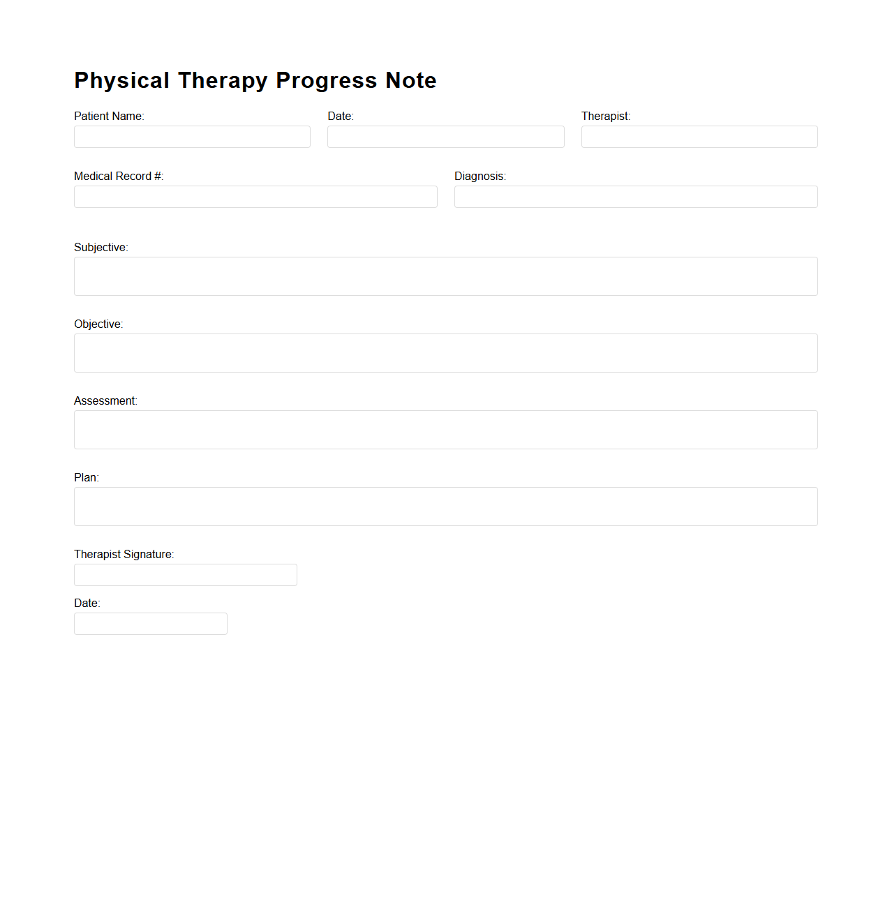 Physical Therapy Progress Note Template