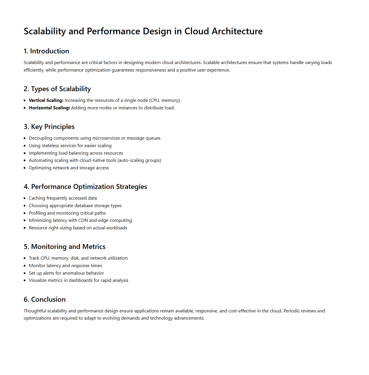 Scalability and Performance Design in Cloud Architecture