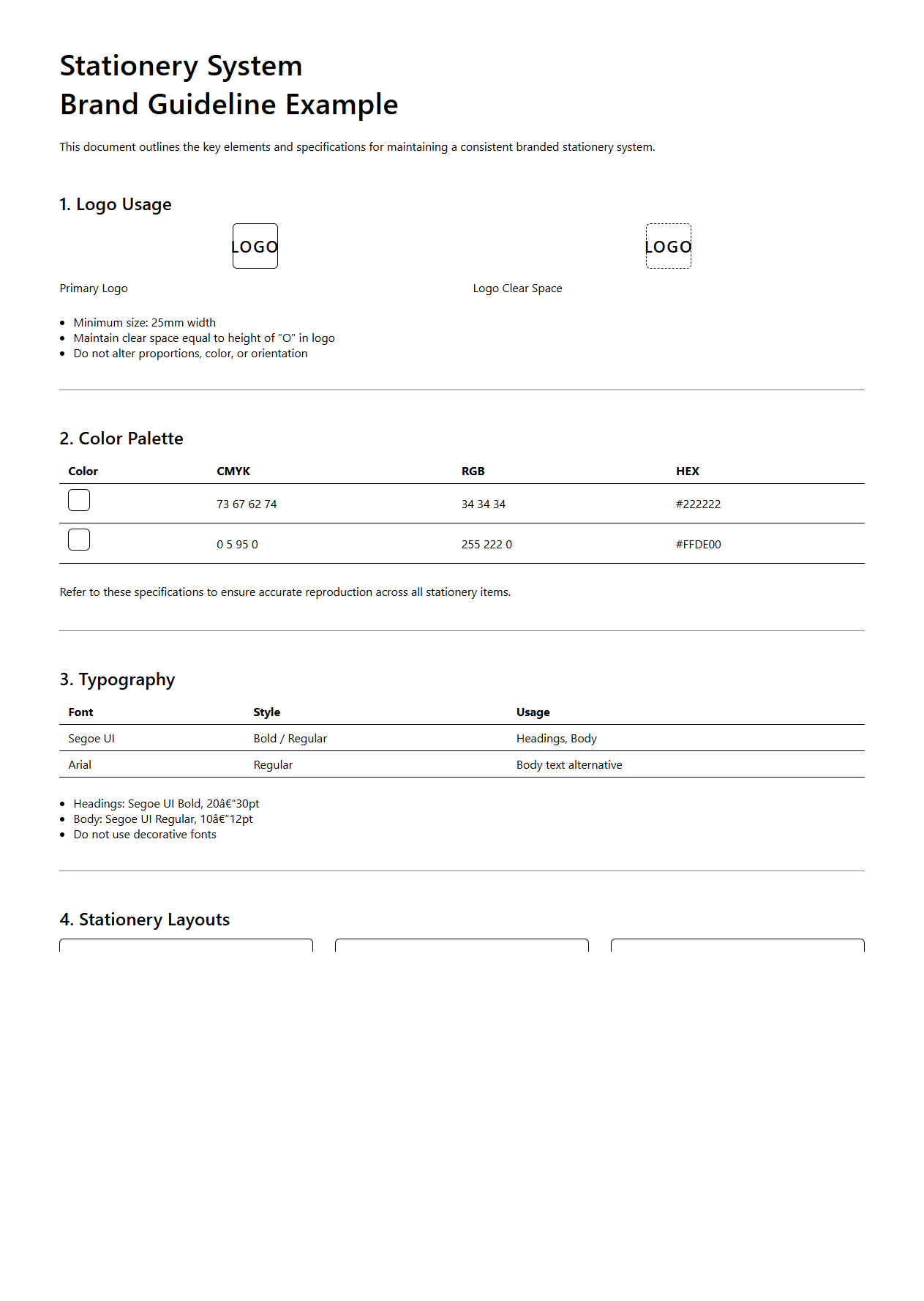 Stationery System Brand Guideline Example