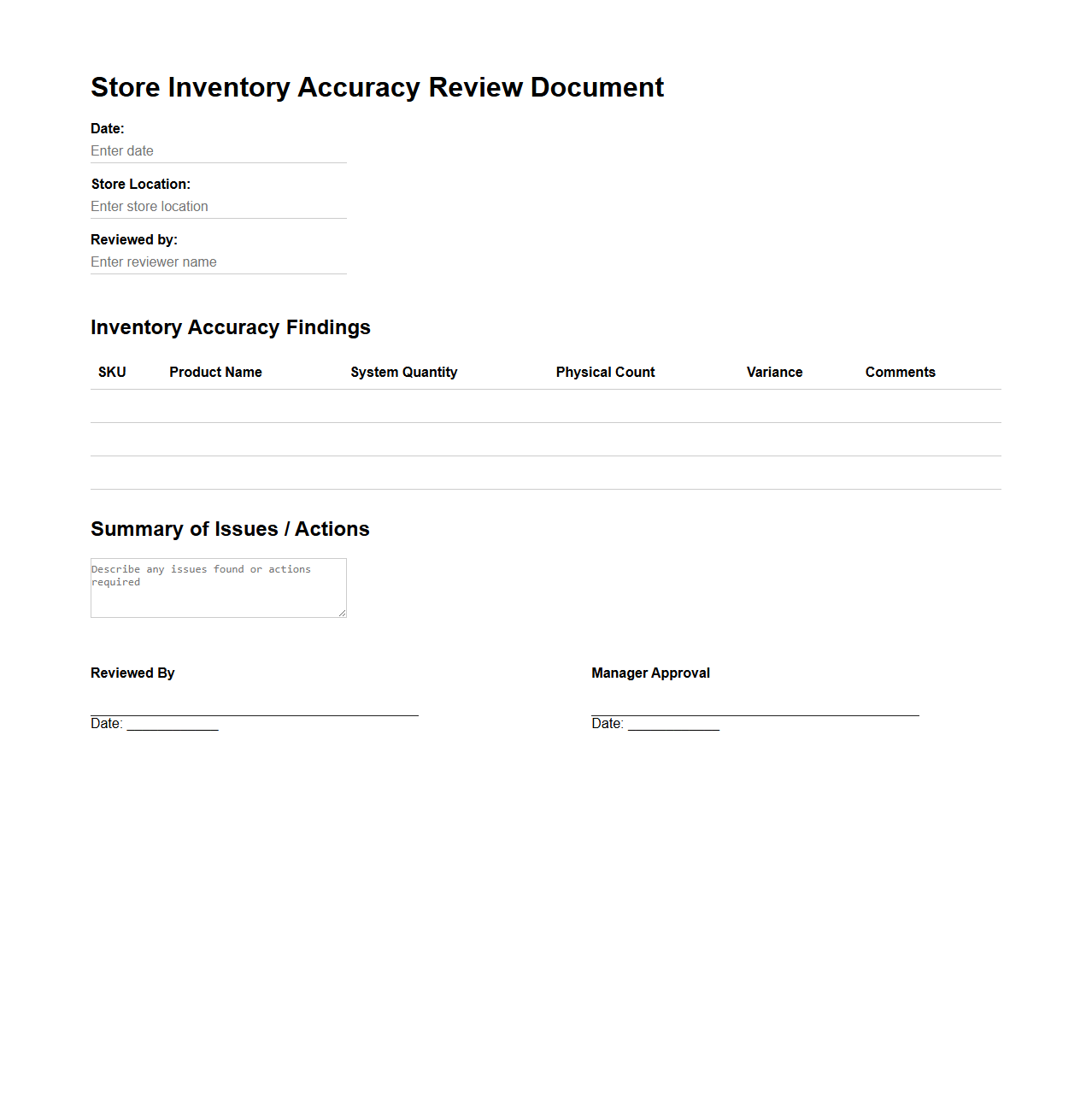 Store Inventory Accuracy Review Document