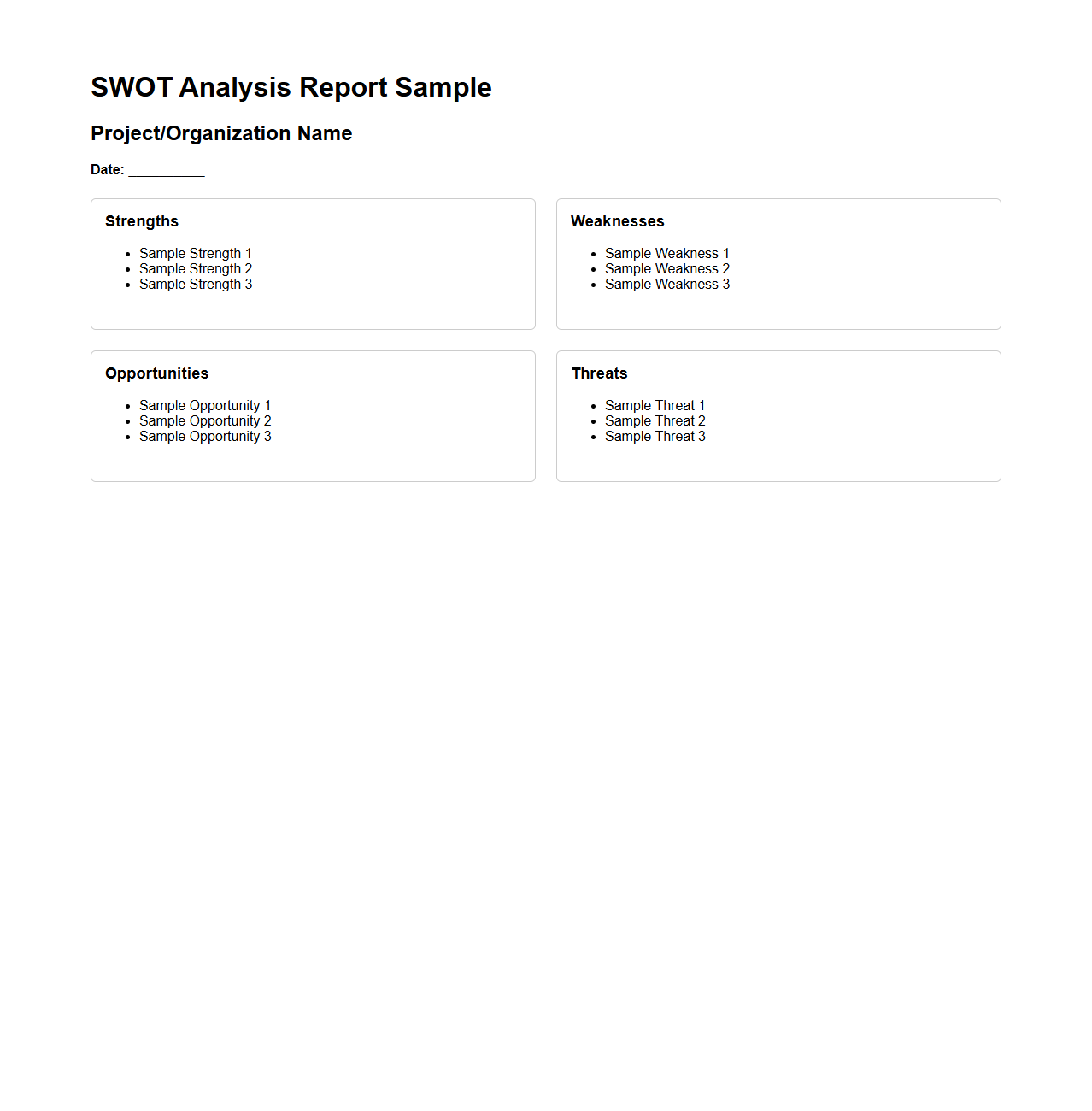 SWOT Analysis Report Sample