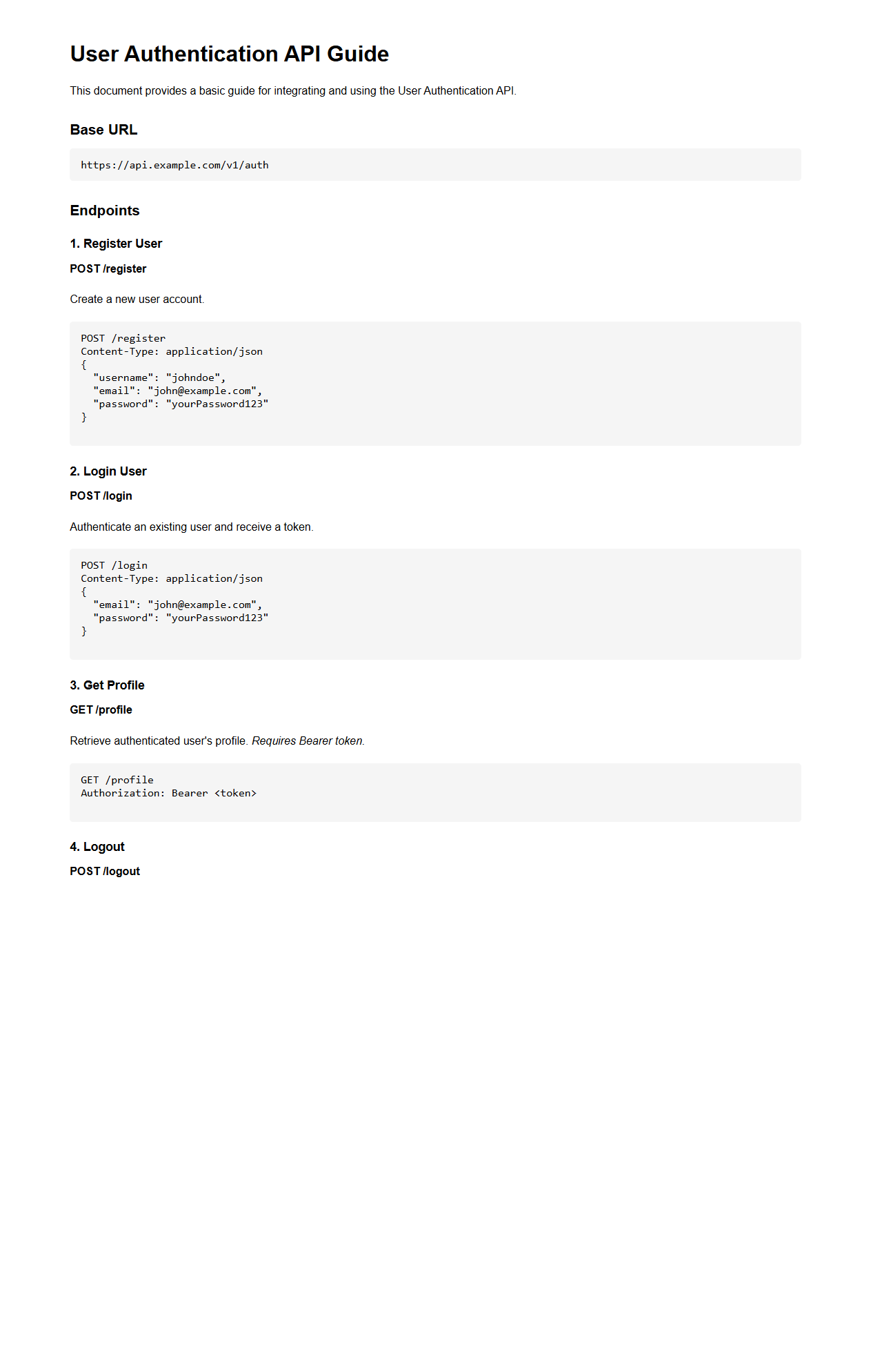 User Authentication API Guide