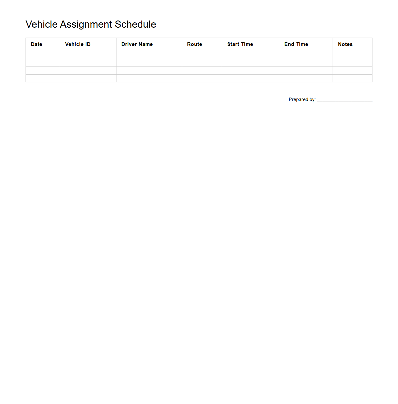 Vehicle Assignment Schedule for Delivery Fleets