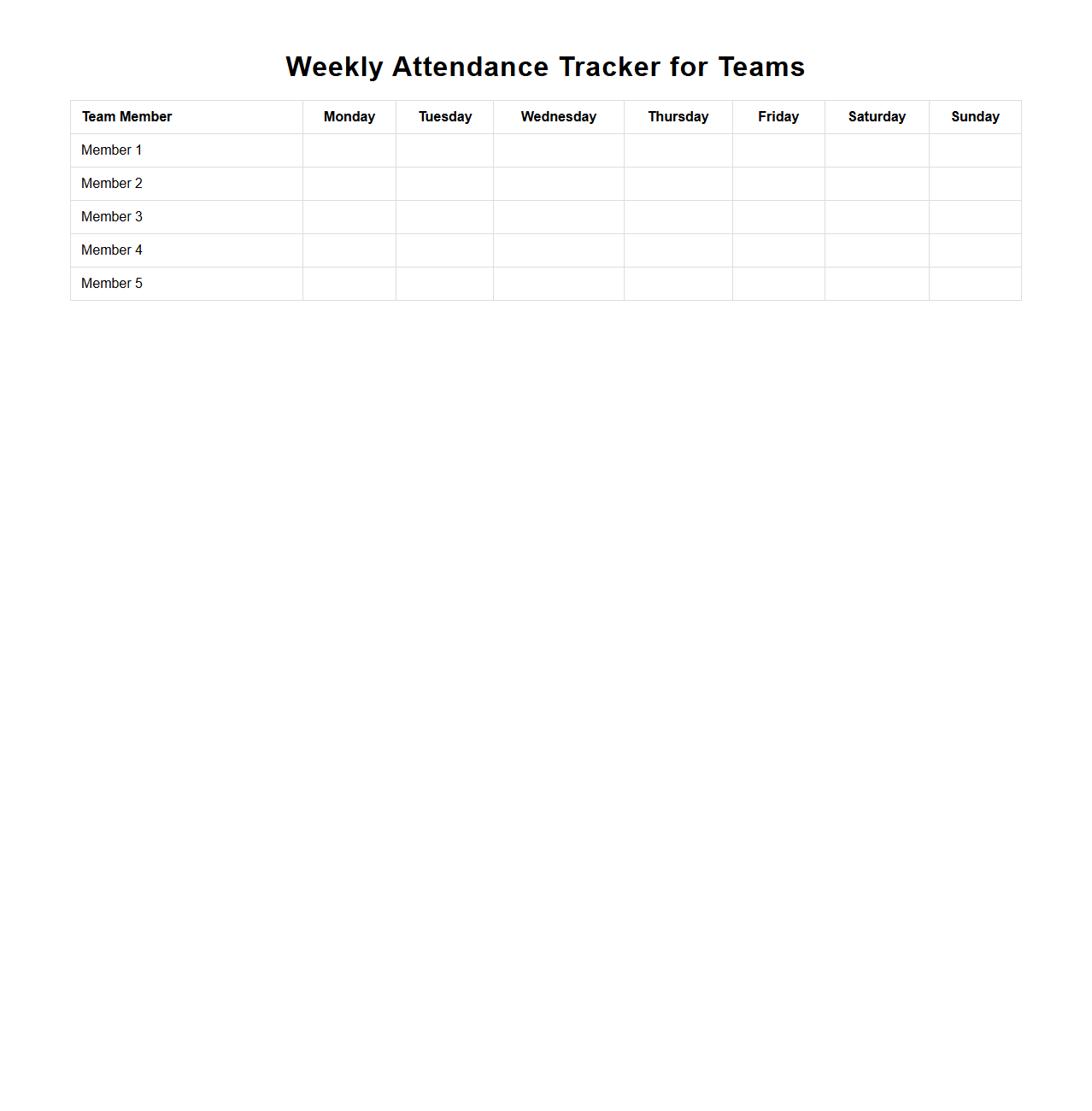 Weekly Attendance Tracker for Teams