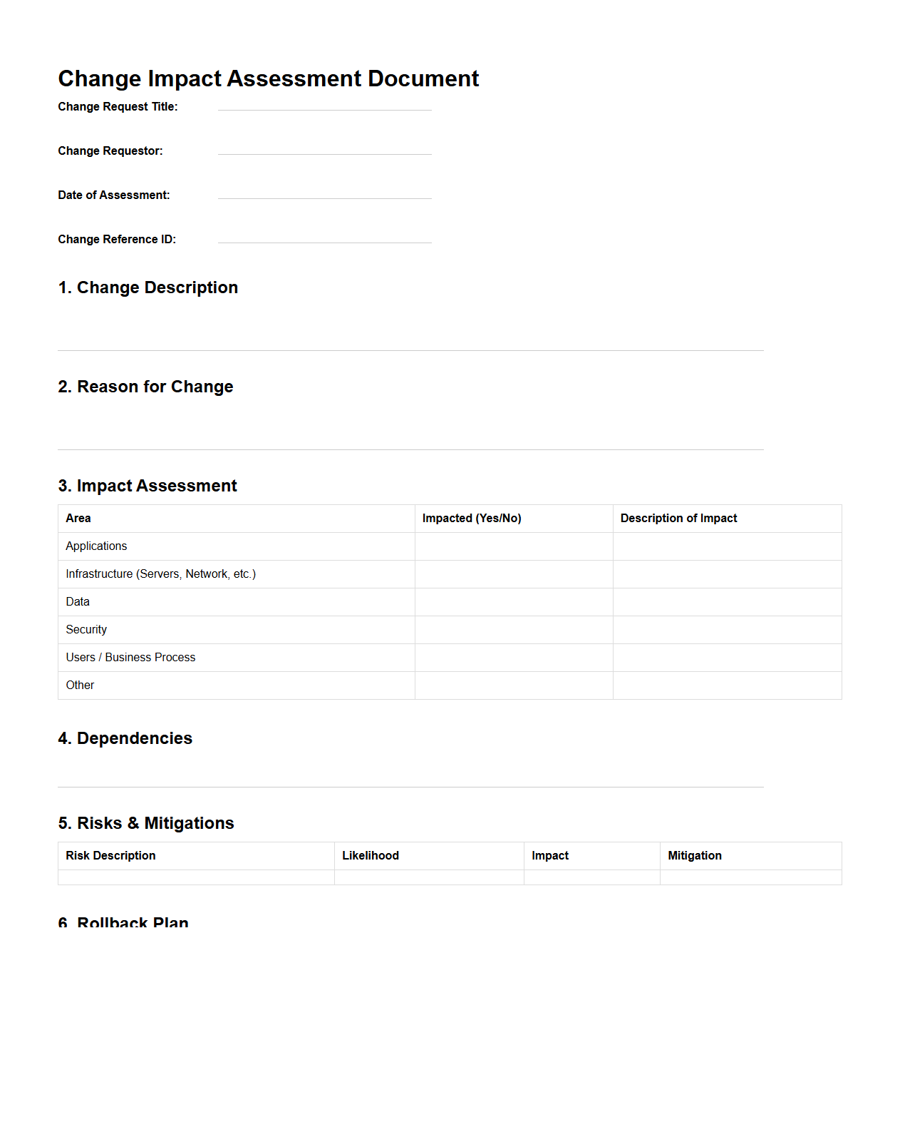 Change Impact Assessment Document for IT