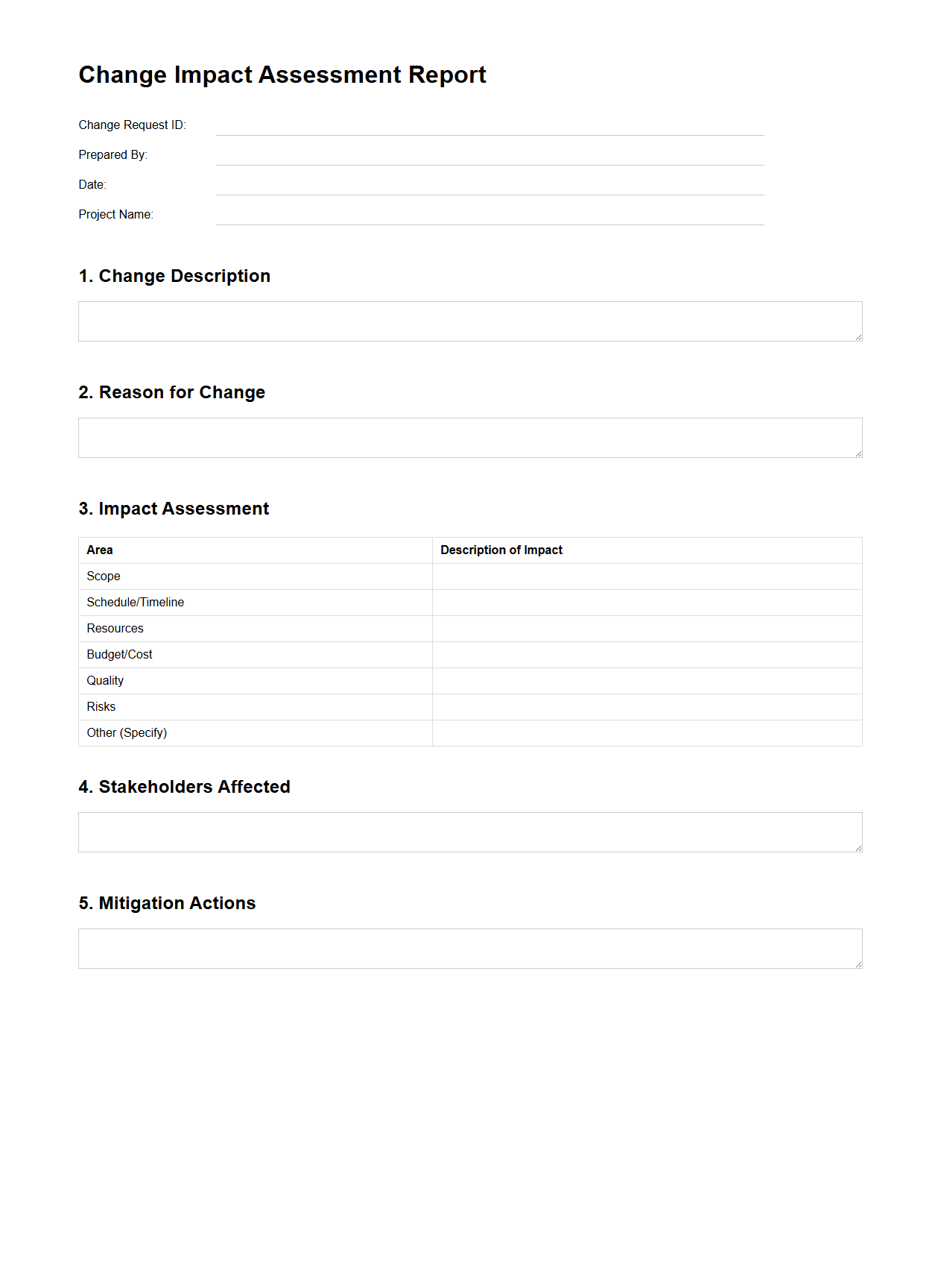 Change Impact Assessment Report Format