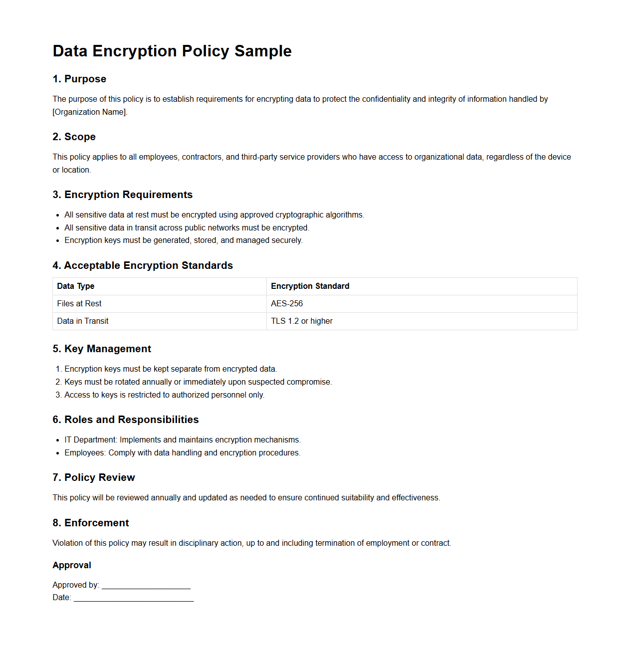 Data Encryption Policy Sample