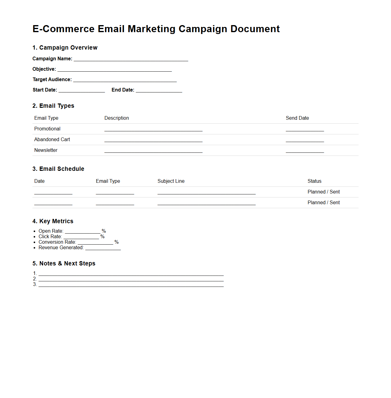E-Commerce Email Marketing Campaign Document