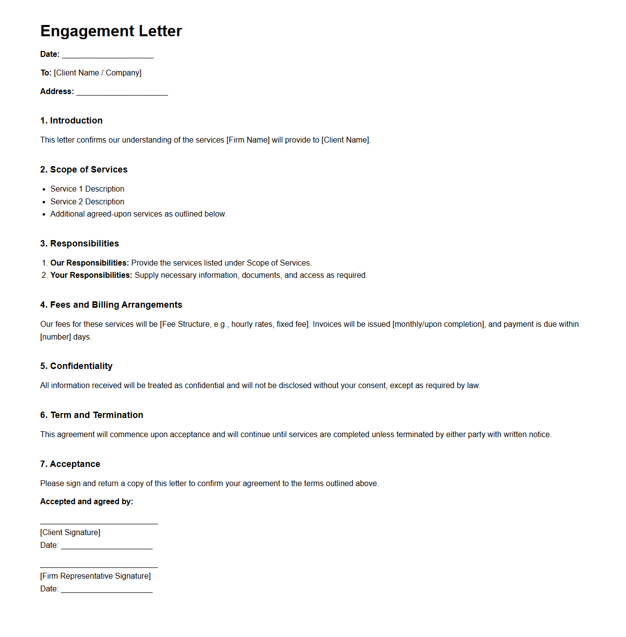 Engagement Letter Structure