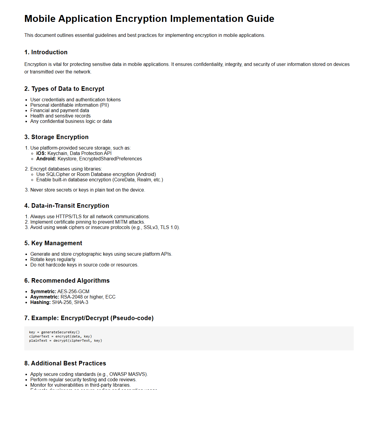 Mobile Application Encryption Implementation Guide