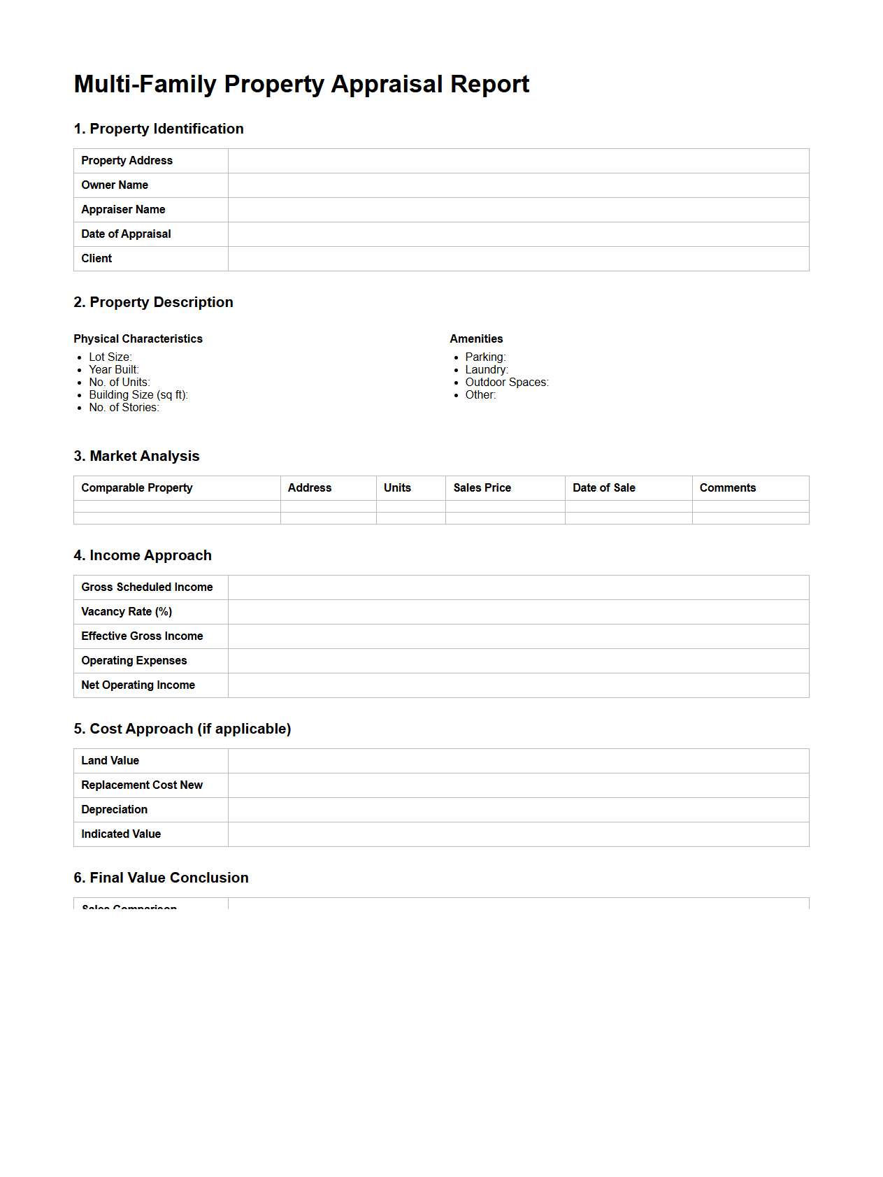 Multi-Family Property Appraisal Document Sample