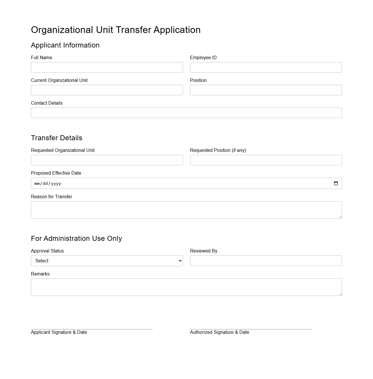 Organizational Unit Transfer Application Sample