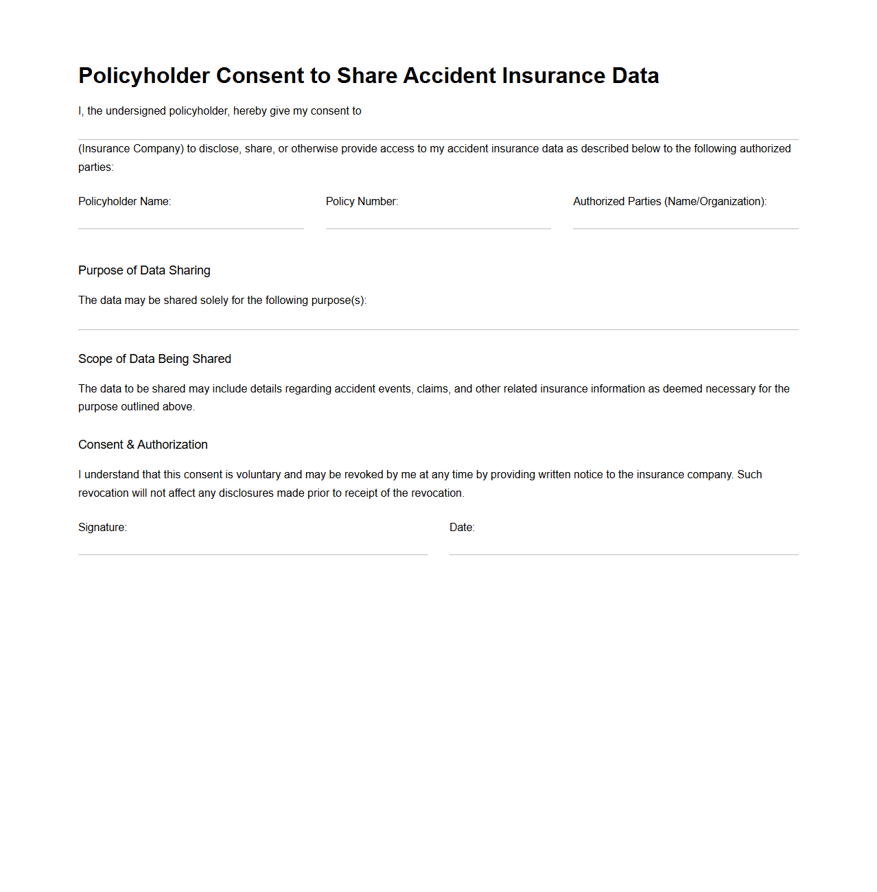 Policyholder Consent to Share Accident Insurance Data