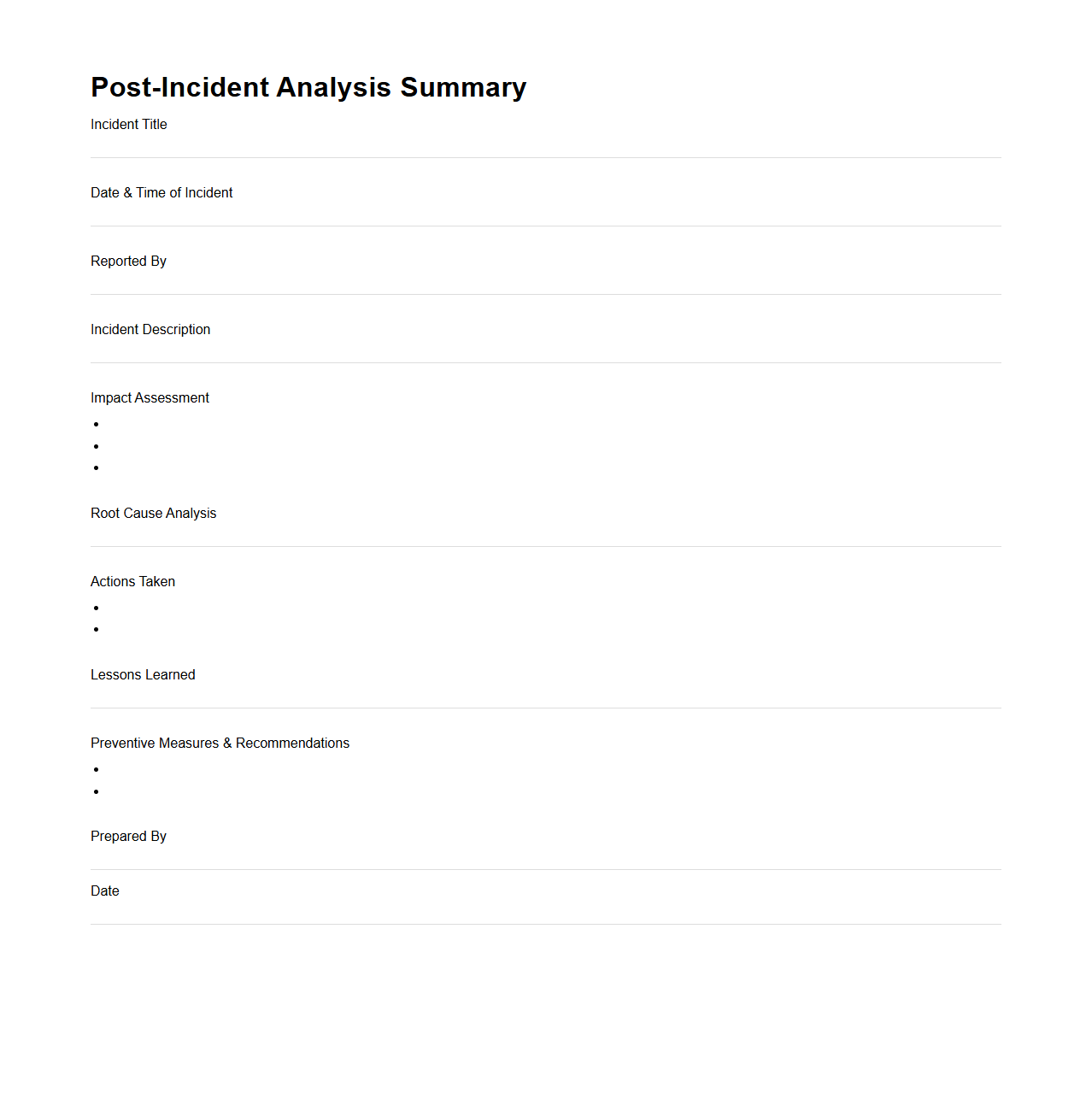 Post-Incident Analysis Summary