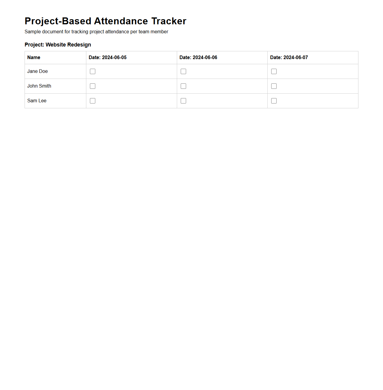 Project-Based Attendance Tracker