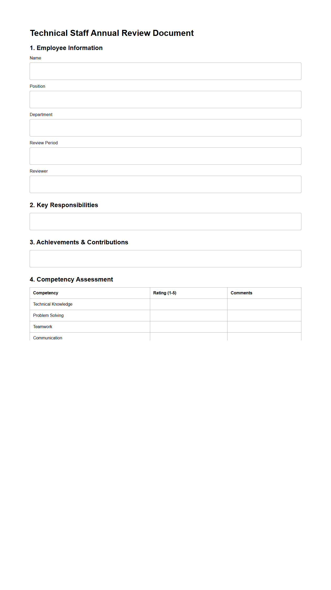 Technical Staff Annual Review Document