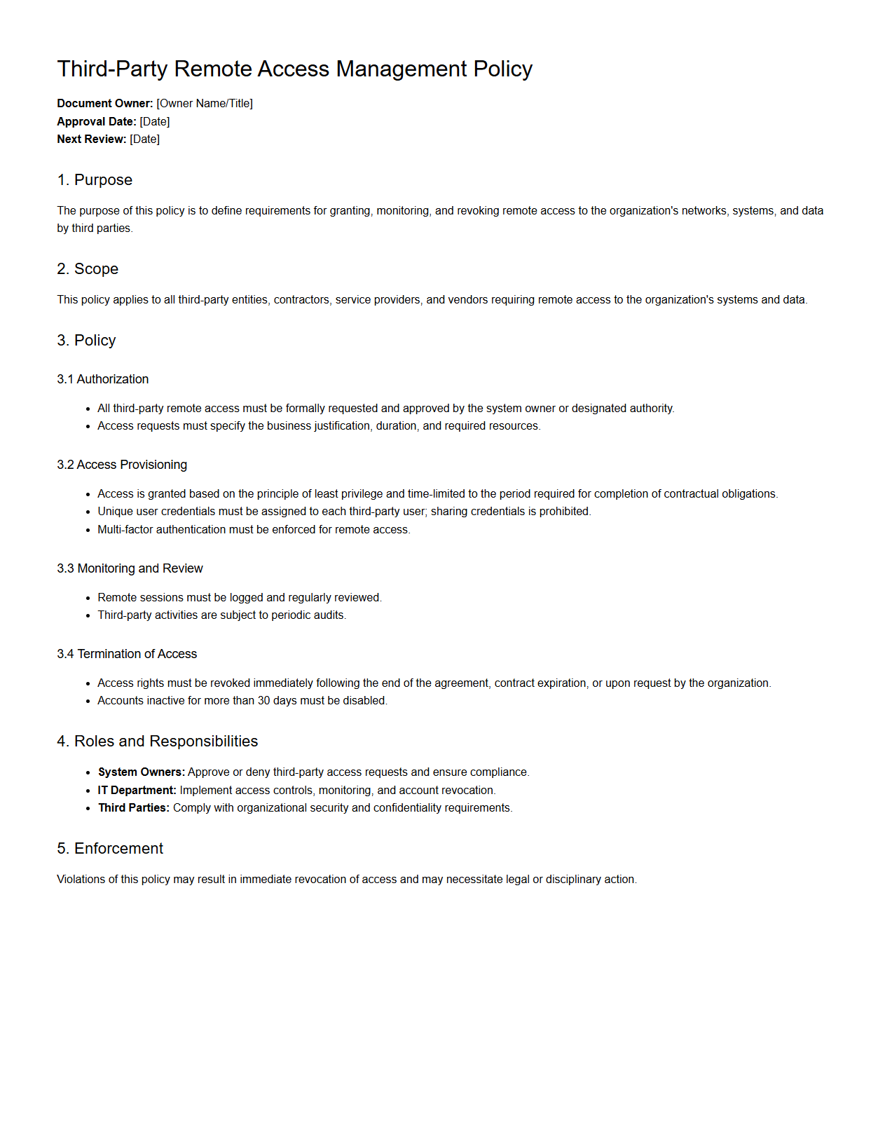 Third-Party Remote Access Management Policy