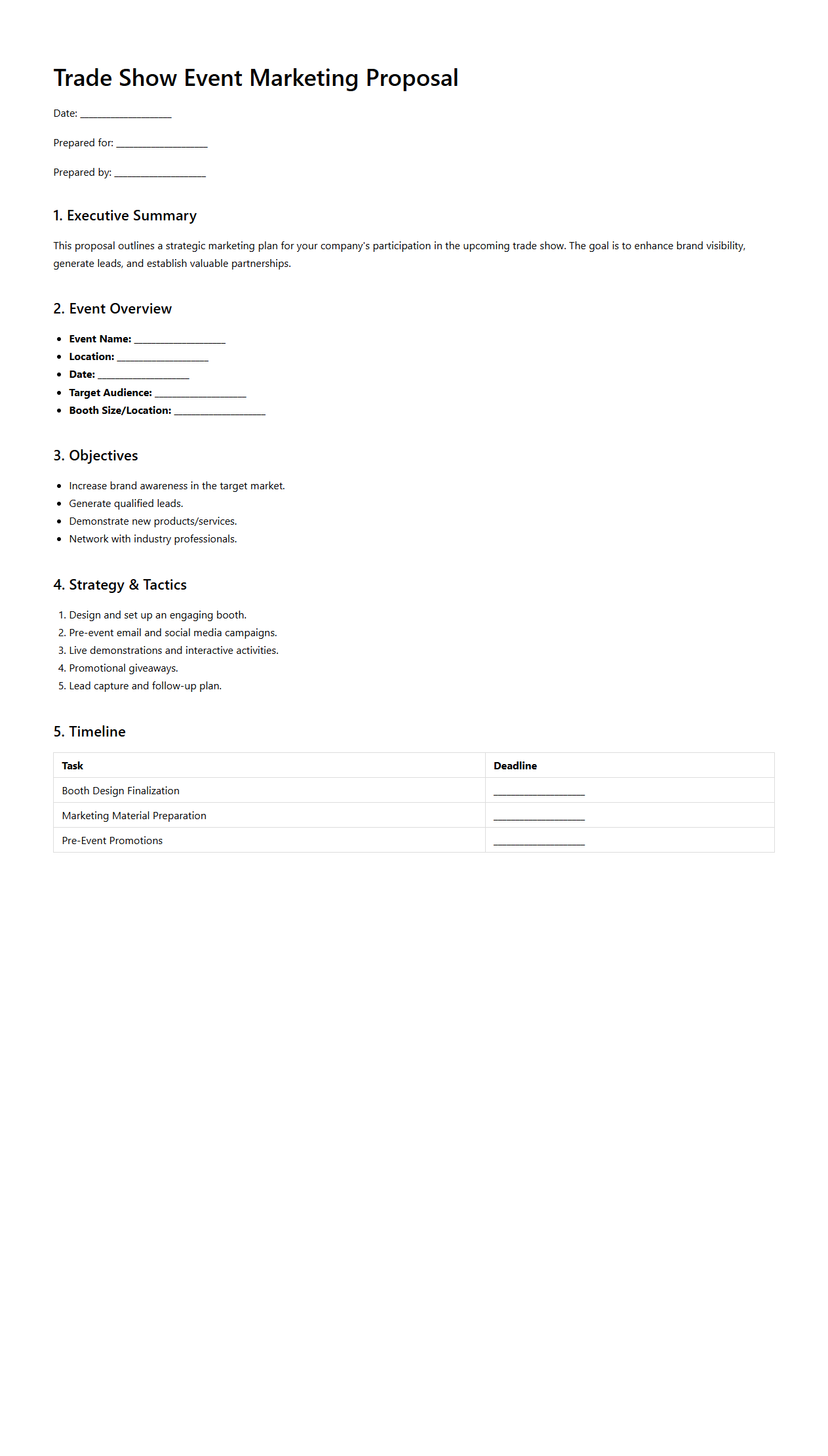 Trade Show Event Marketing Proposal