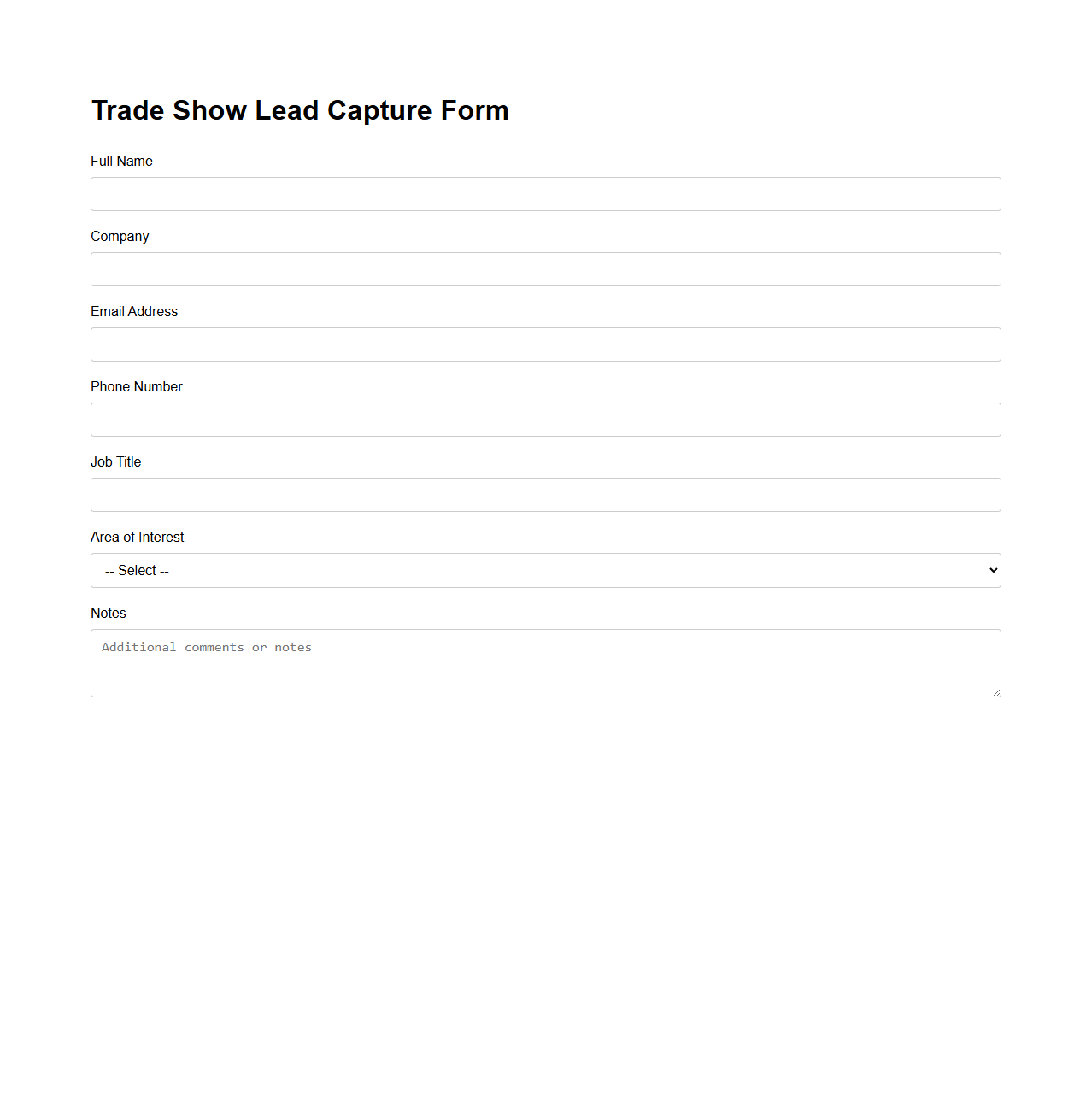 Trade Show Lead Capture Form