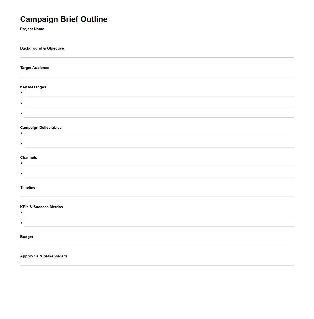 Campaign Brief Outline for Brand Awareness Projects