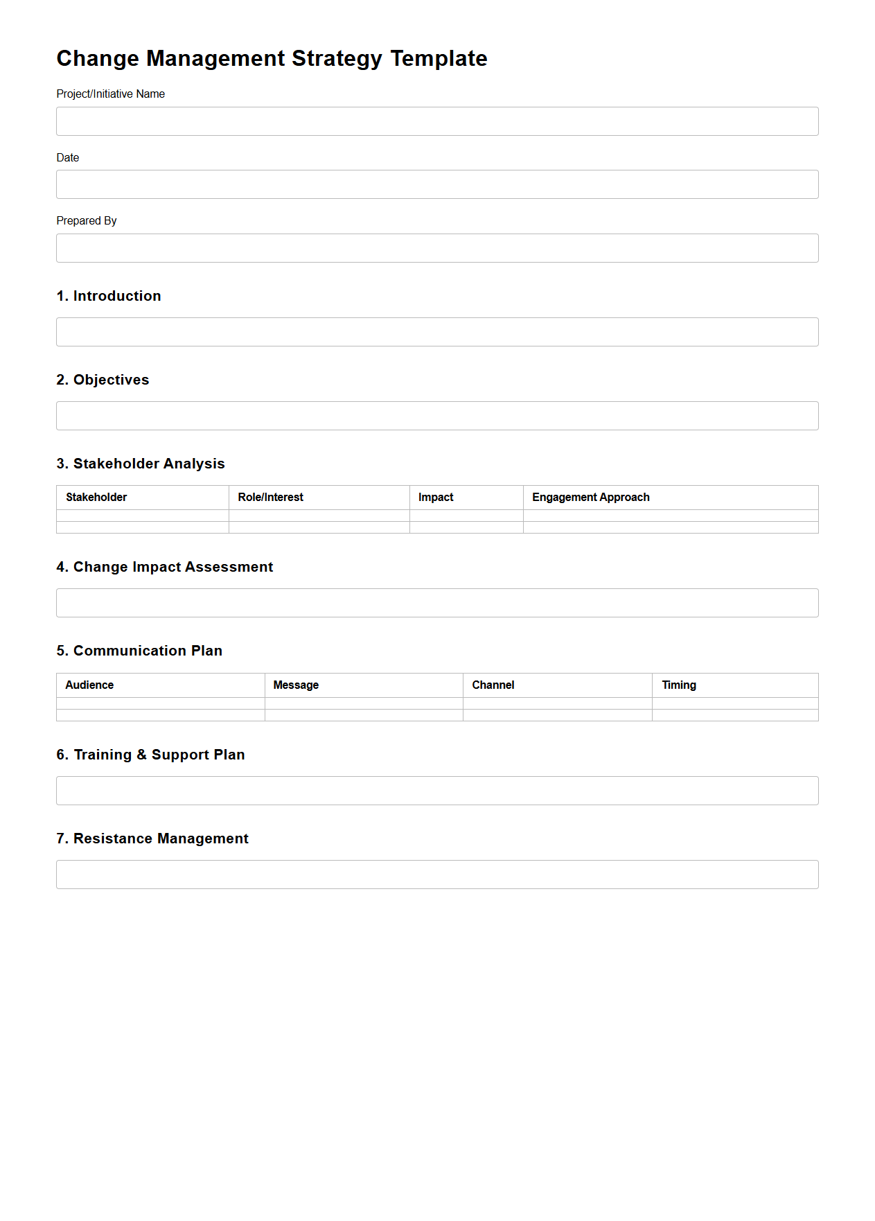 Change Management Strategy Template
