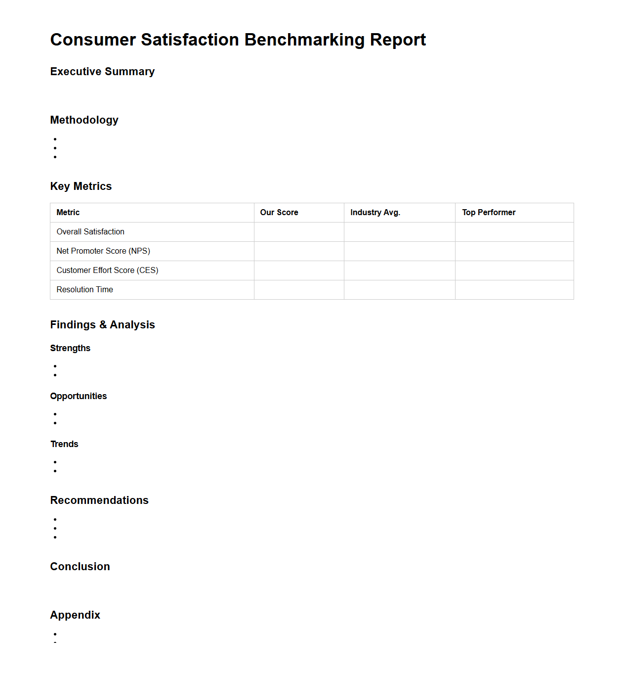 Consumer Satisfaction Benchmarking Report