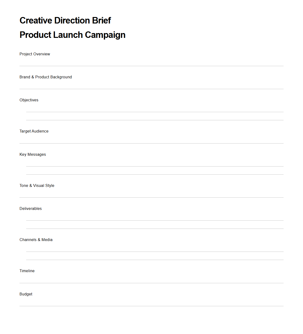 Creative Direction Brief for Product Launch Campaign