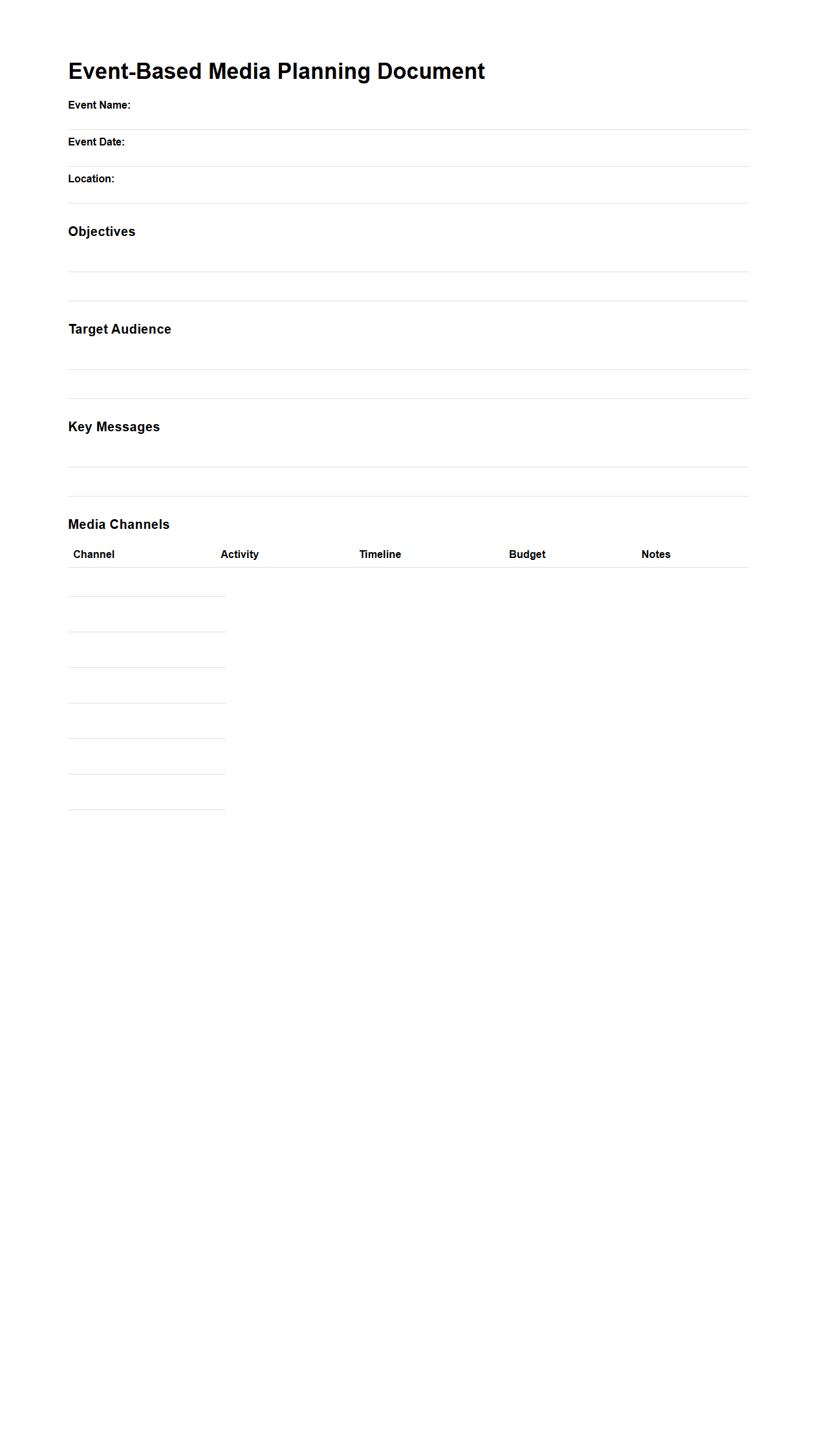 Event-Based Media Planning Document Example