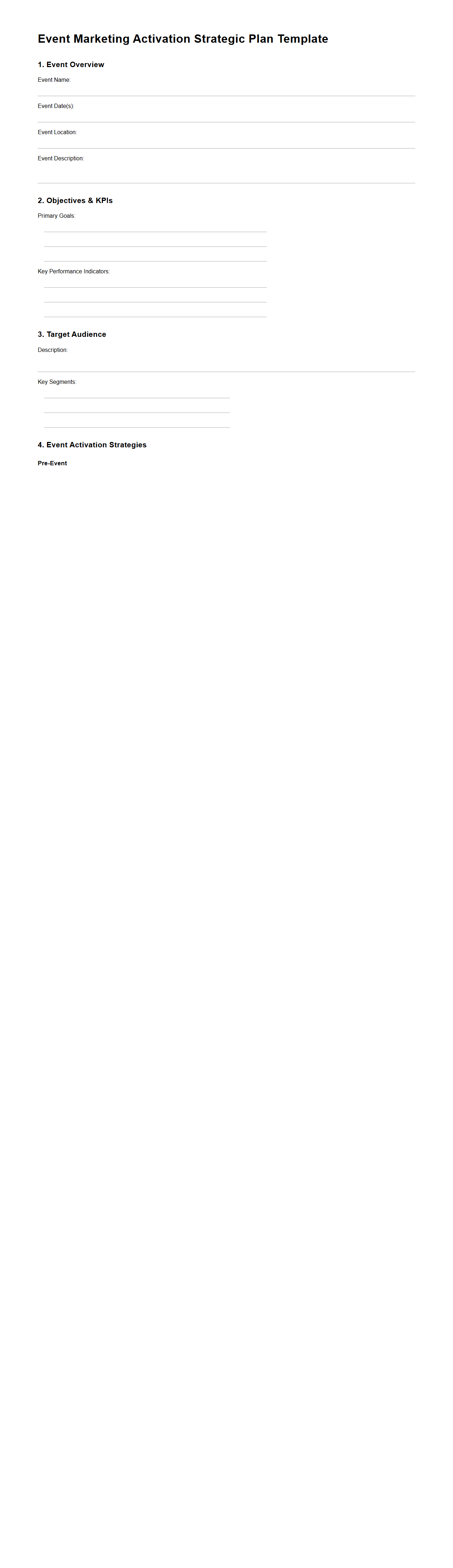 Event Marketing Activation Strategic Plan Template