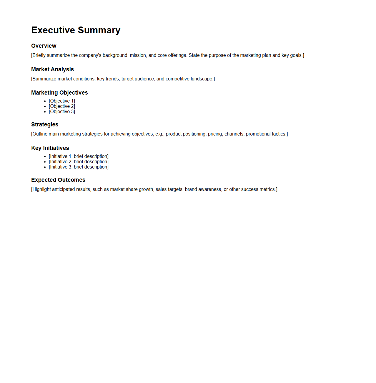 Executive Summary for Marketing Plan