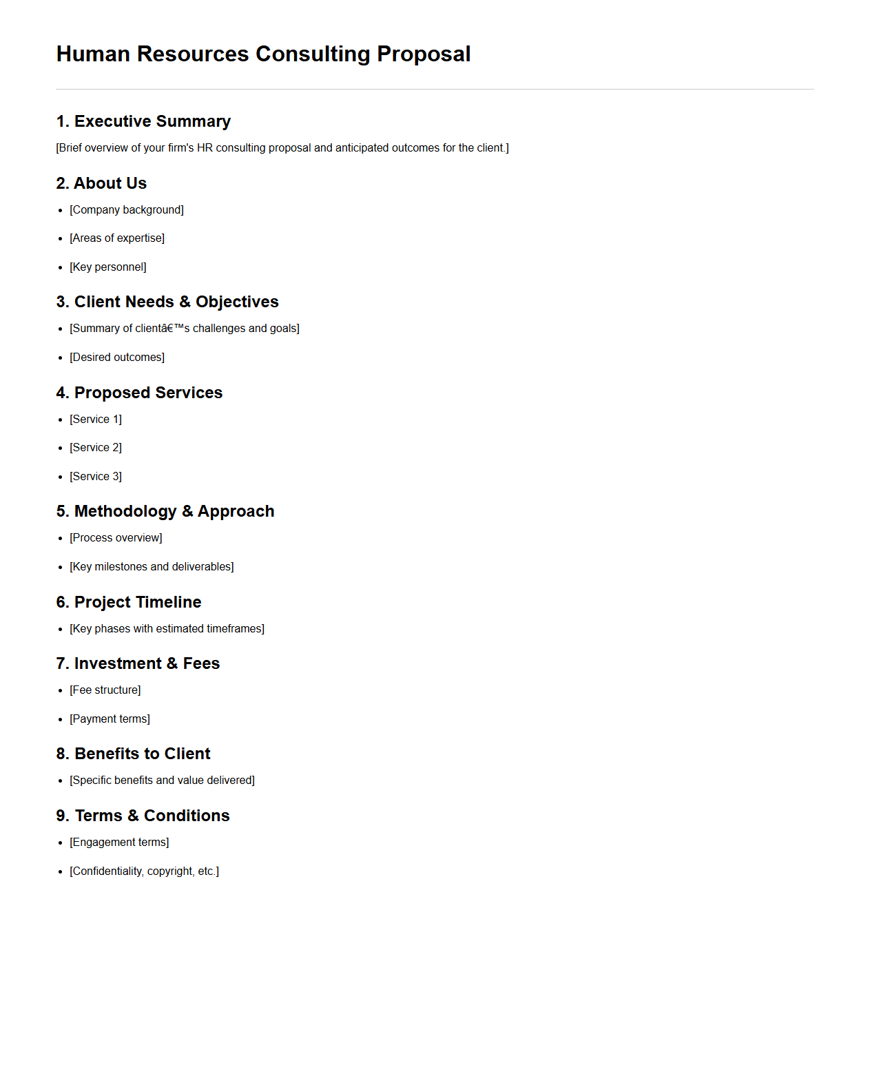 Human Resources Consulting Proposal Structure
