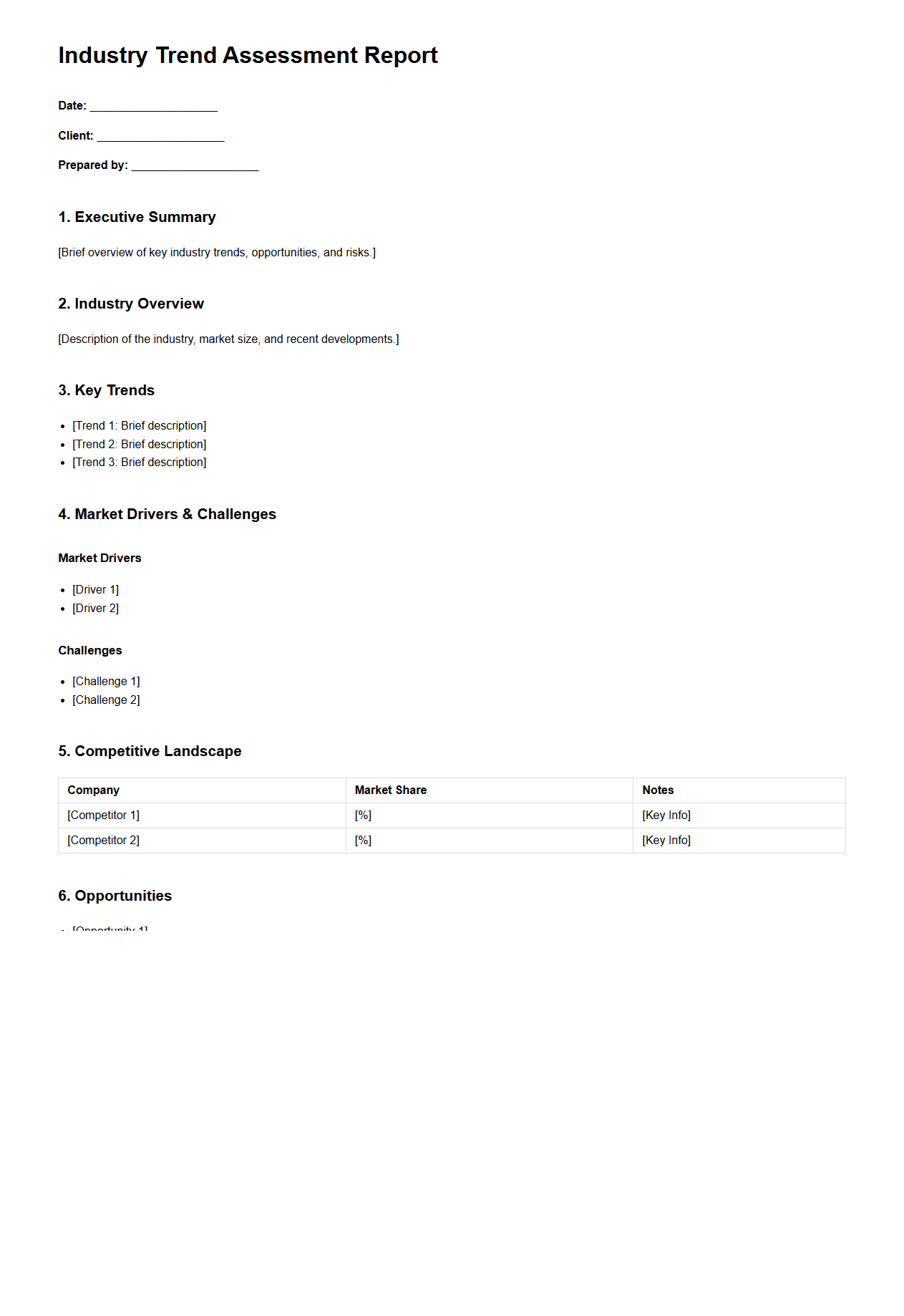Industry Trend Assessment Report Template for Consulting