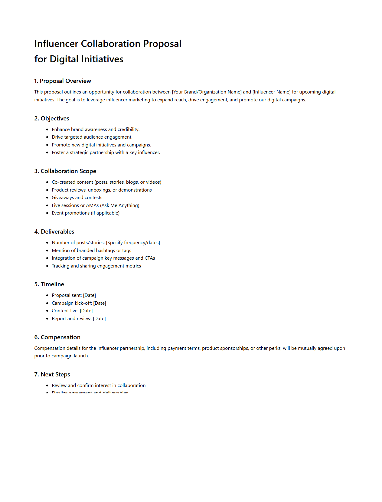 Influencer Collaboration Proposal for Digital Initiatives