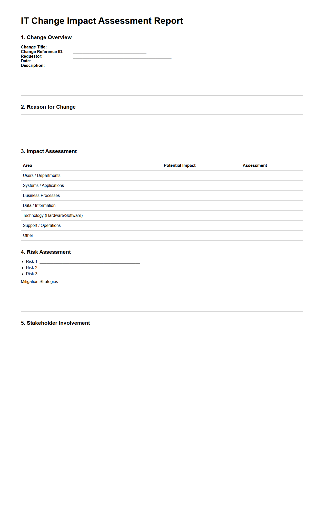 IT Change Impact Assessment Report Example