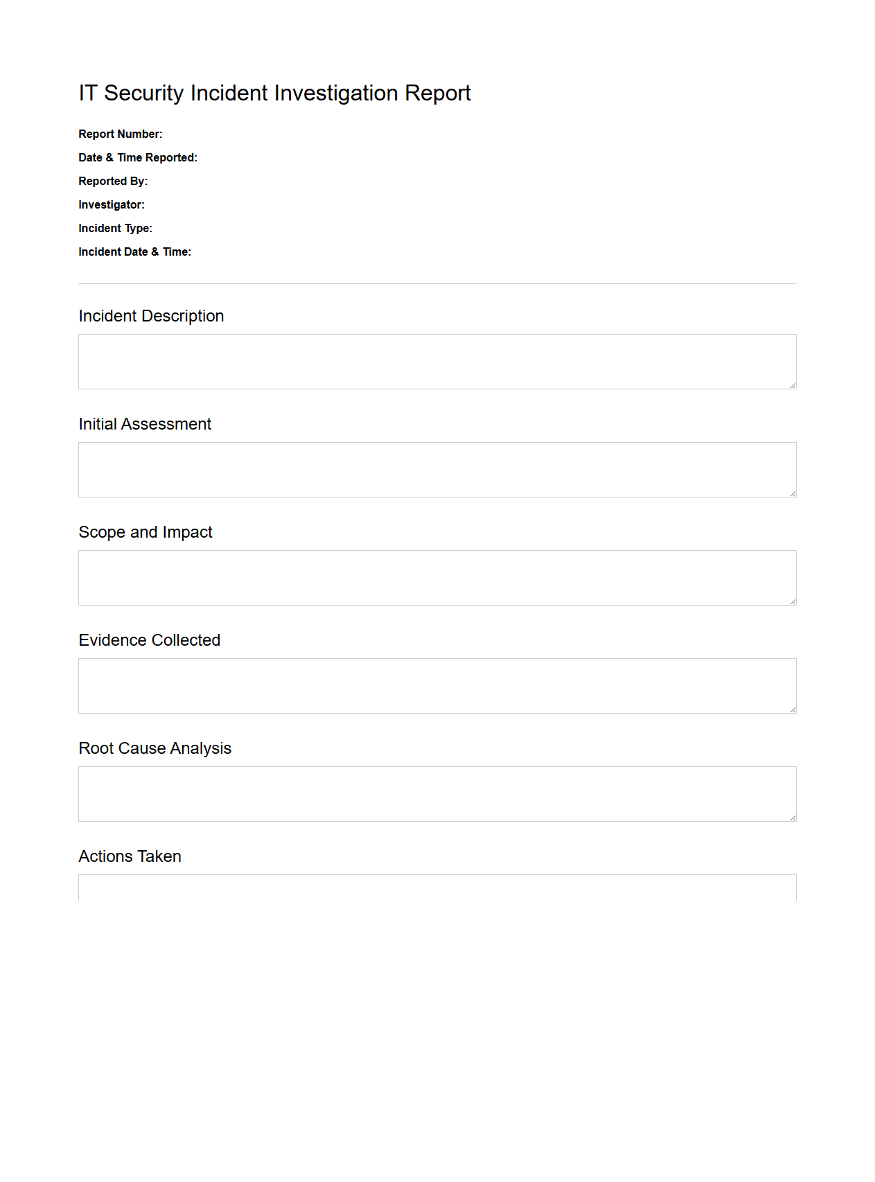 IT Security Incident Investigation Report