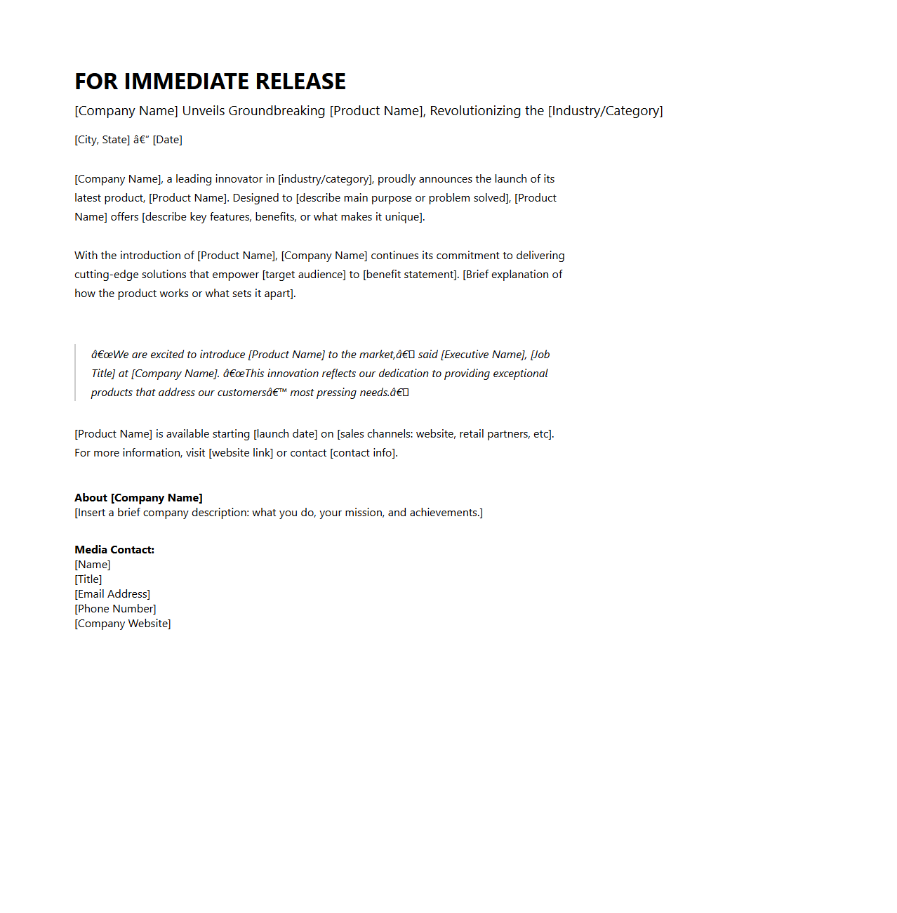 New Product Launch Press Release Example for Marketing Teams