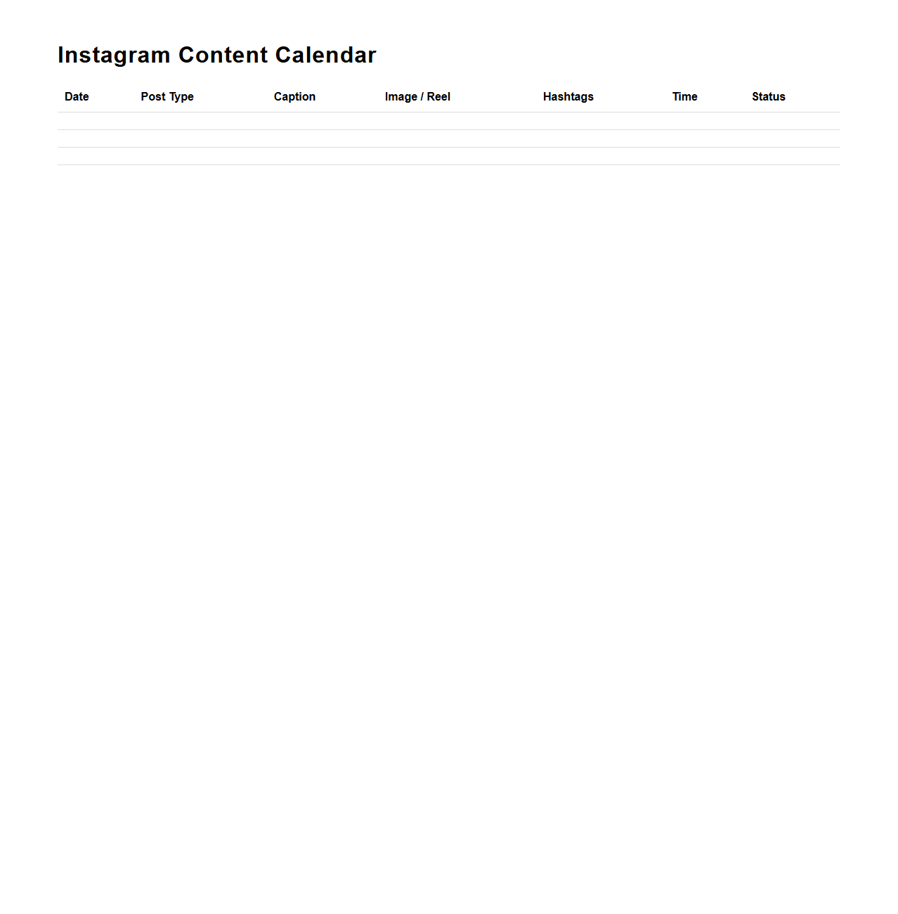 Platform-Specific Content Calendar for Instagram