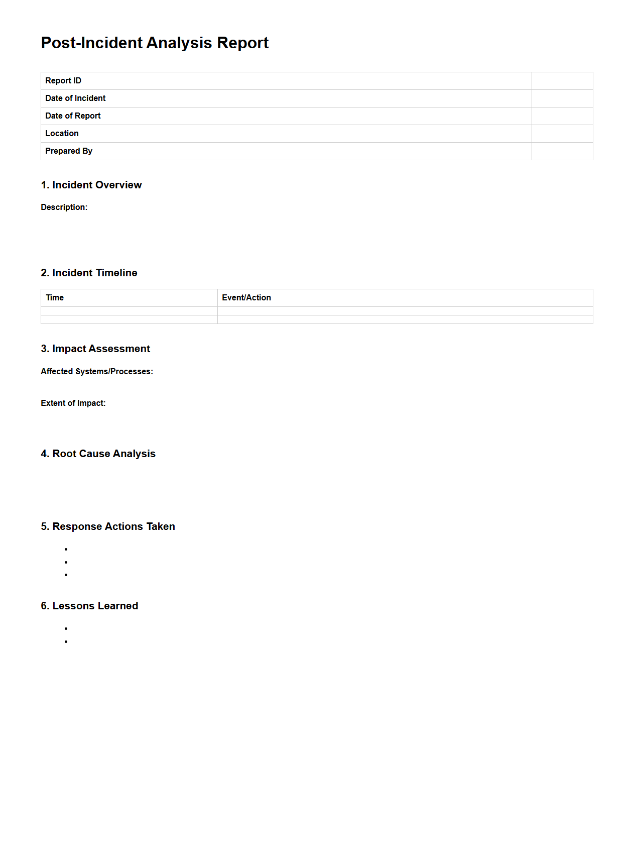Post-Incident Analysis Report Sample