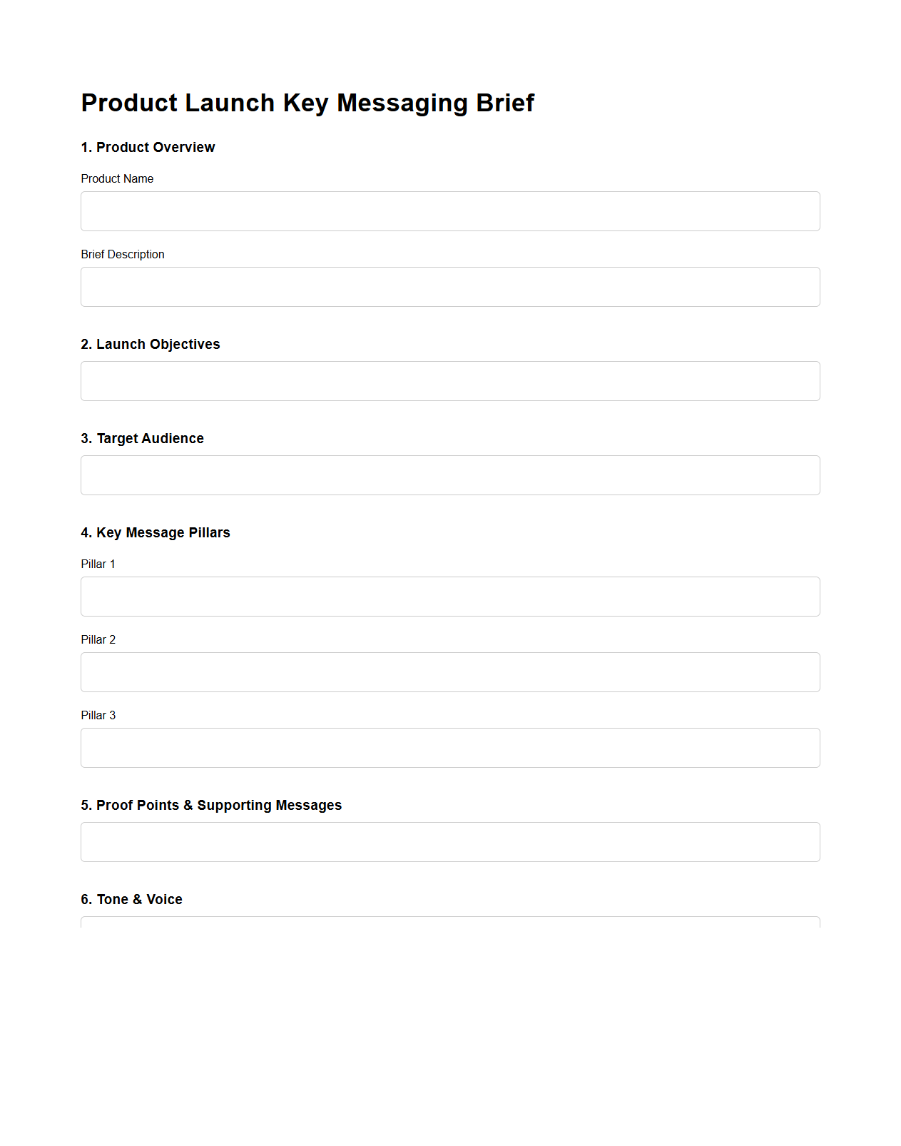 Product Launch Key Messaging Brief