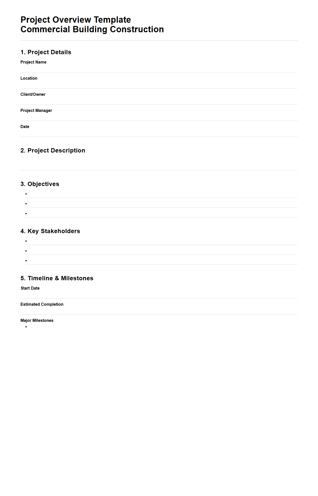 Project Overview Template for Commercial Building Construction