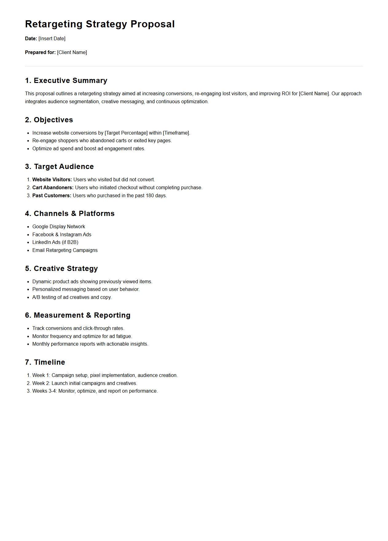 Retargeting Strategy Proposal Sample