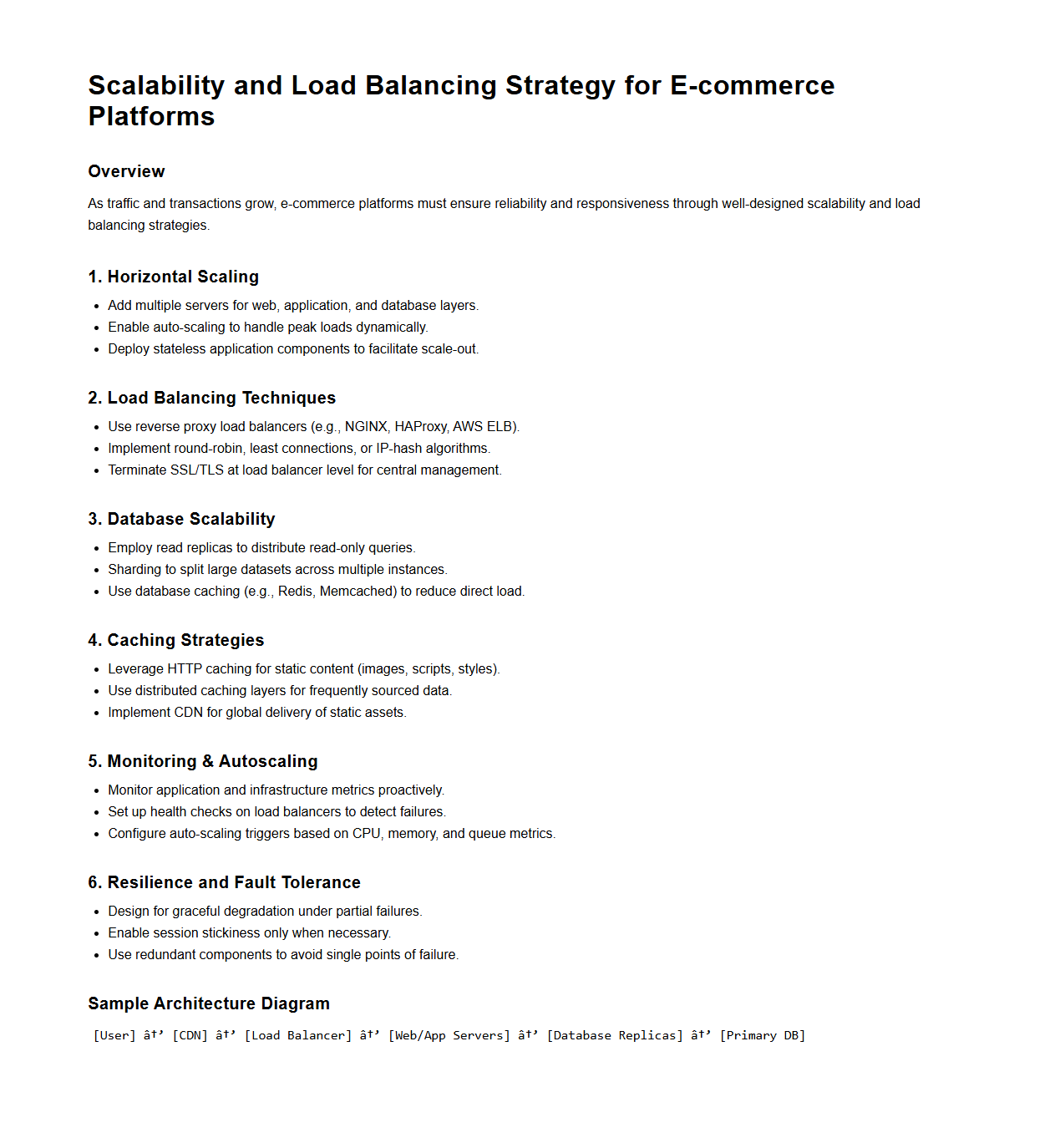 Scalability and Load Balancing Strategy for E-commerce Platforms