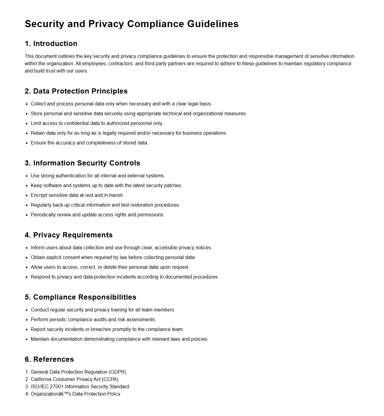 Security and Privacy Compliance Guidelines