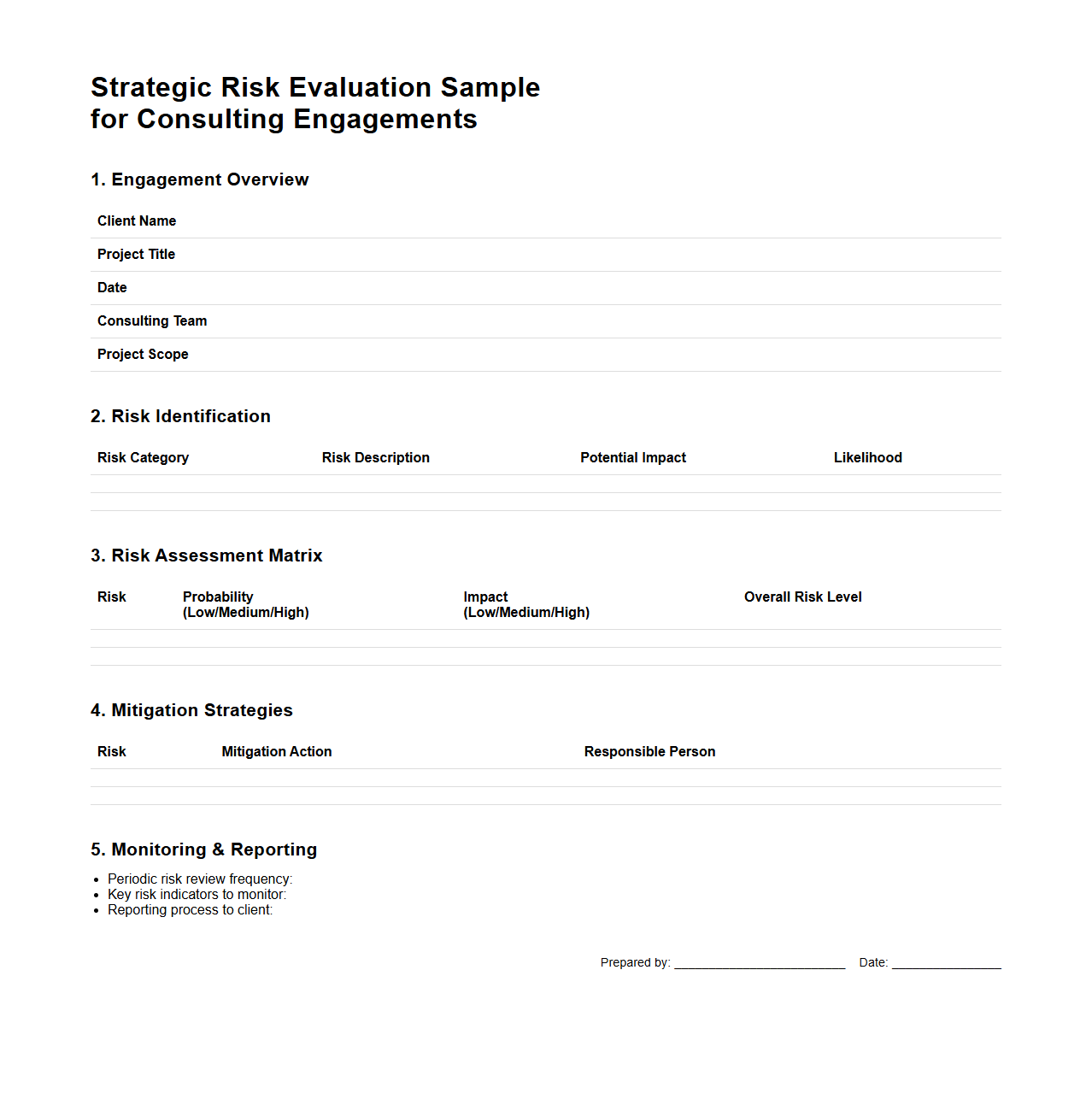 Strategic Risk Evaluation Sample for Consulting Engagements