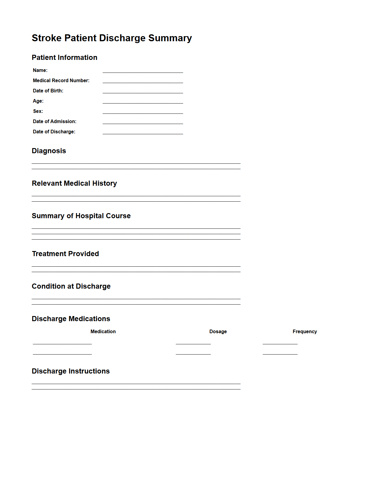 Stroke Patient Discharge Summary Sample